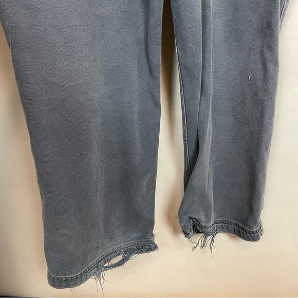 Duluth Bib Overalls Destroyed Men Distressed Gray Men Cargo 42x30 Cotton Work - Picture 14 of 15